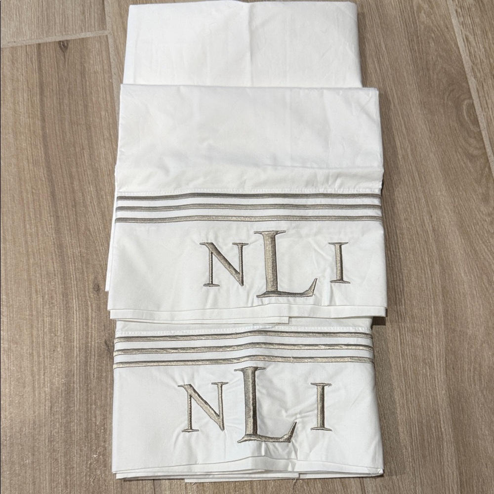 Pottery Barn White Pillowcase embroidered monogrammed 2 pillowcases NEW